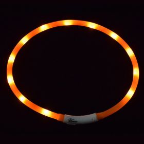 Pet's LED Collar With USB Rechargeable Glowing Lighted Up & Cuttable Waterproof Safety For Dogs (Color: orange, size: One-size)