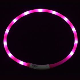 Pet's LED Collar With USB Rechargeable Glowing Lighted Up & Cuttable Waterproof Safety For Dogs (Color: pink, size: One-size)