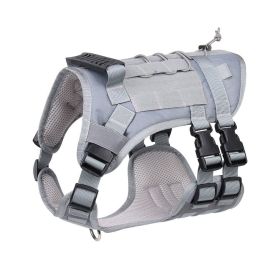 Tactical Dog Harness For Small Medium Large Dog; Dog Harness Vest With Soft Padded And D-Ring Collar (Color: grey, size: M)